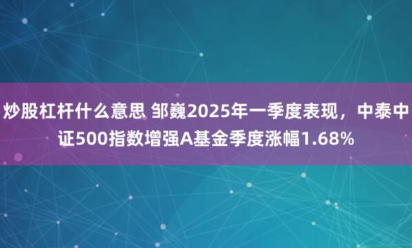 炒股杠杆什么意思 邹巍2025年一季度表现，中泰中证500指数增强A基金季度涨幅1.68%