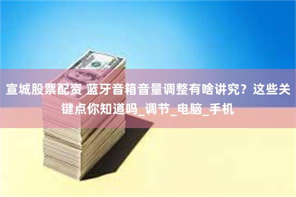 宣城股票配资 蓝牙音箱音量调整有啥讲究？这些关键点你知道吗_调节_电脑_手机