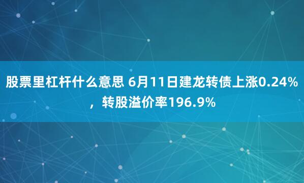股票里杠杆什么意思 6月11日建龙转债上涨0.24%，转股溢价率196.9%
